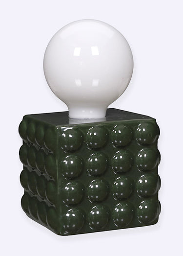 Lampe cube céramique nomade à piles Vert
