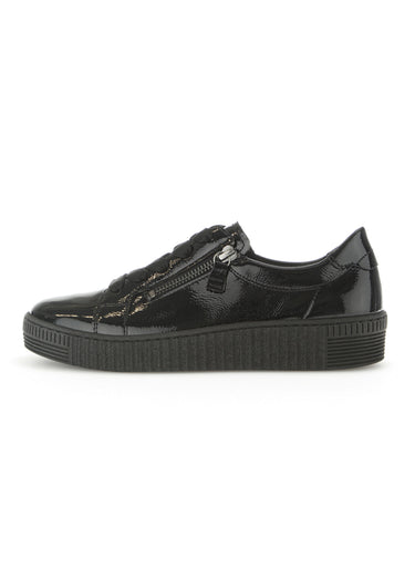 Baskets cuir semelle épaisse Vernis Noir