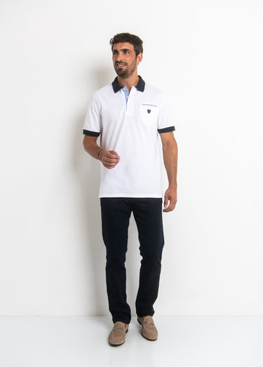 Polo manches courtes détails contrastés Blanc