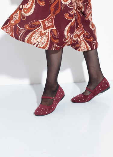 Ballerines babies détails pois métal Bordeaux