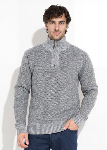 Pull col zippé chaud intérieur polaire Gris Clair
