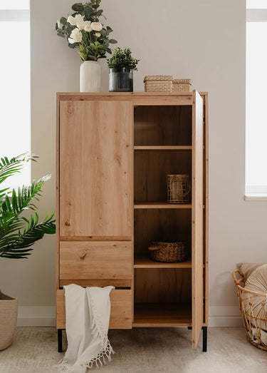 PLOCK Armoire décor chêne, 2 portes Bois Clair