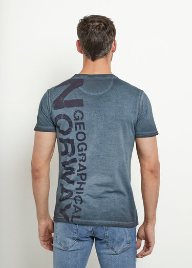 T-shirt col rond drapeau brodé Marine