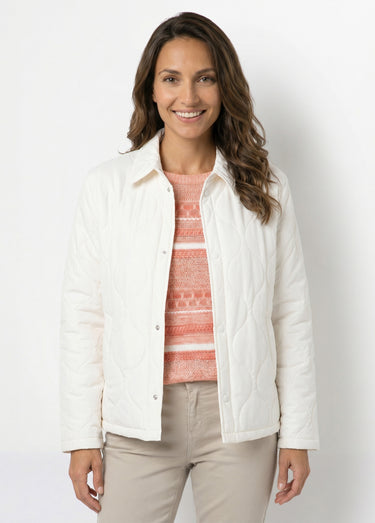 Veste courte matelassée pressionnée Ecru