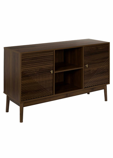 Buffet 2 portes en bois foncé rainuré Marron