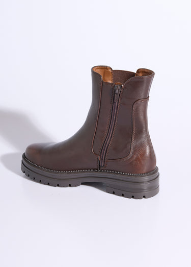Boots Chelsea montantes semelle crantée Marron