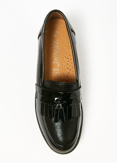 Mocassins à gland vernis semelle crantée Noir