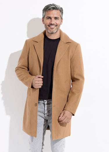 Manteau homme col tailleur en lainage Camel