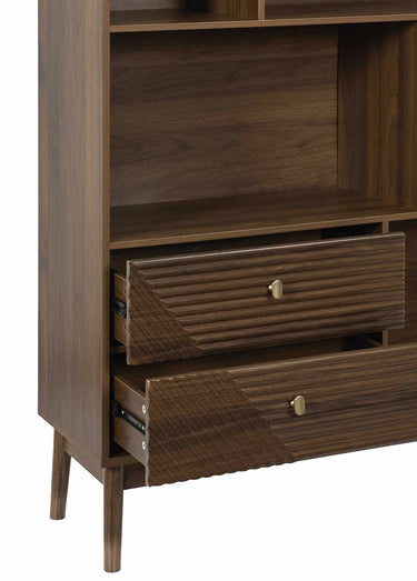 Bibliothèque en bois foncé rainuré Marron