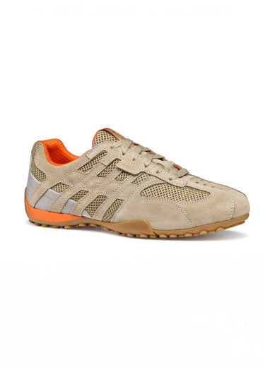 Baskets sportwear multimatières à lacets Sable