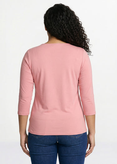 T-shirt manches 3/4 clouté fantaisie Rose