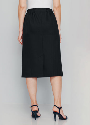 Jupe droite longue gabardine Noir