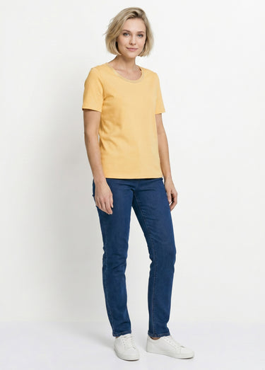 T-shirt manches courtes fantaisie cloutée Jaune