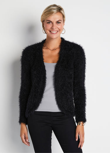 Gilet boléro court maille effet poilu Noir
