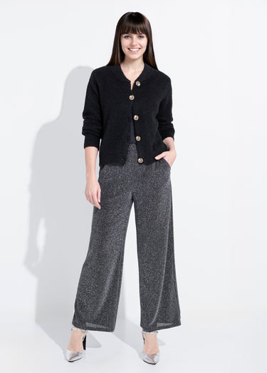 Pantalon élastiqué effet pailleté Argente