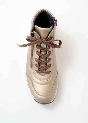 Baskets montantes largeur confort cuir Beige Irise