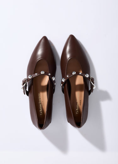 Ballerines pointues à rivets, style rock Marron
