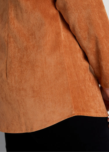Veste surchemise velours milleraies col tailleur Caramel