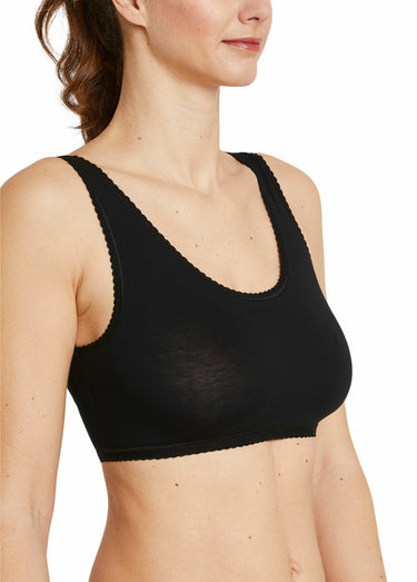 Brassière en coton extensible Noir