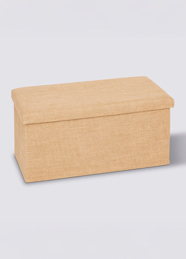 Grand pouf de rangement en toile de jute Beige