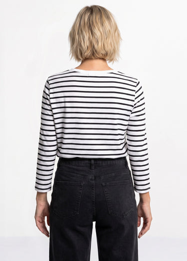 T-shirt marinière rayé manches 3/4 Noir / Blanc