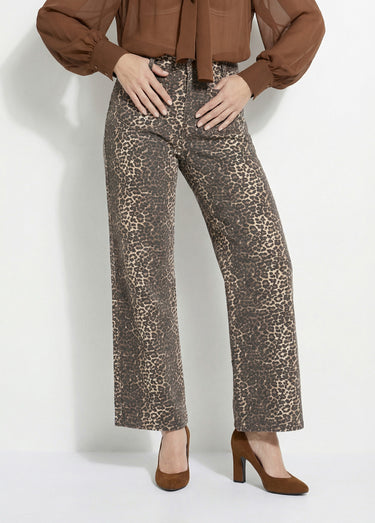 Jean en denim léopard, coupe large Leopard