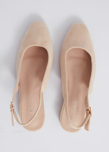 Ballerines bride slingback, bout amande Beige