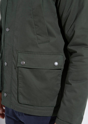 Veste anglaise chic ouatinée col velours Kaki