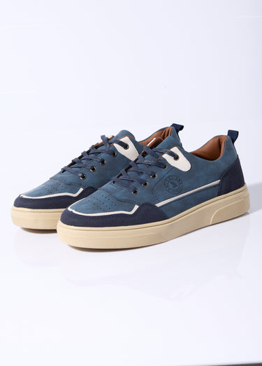 Baskets plates casual chic en suédine Bleu