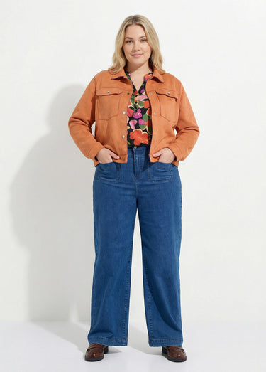 Veste en suédine détails contrastants Orange Vif