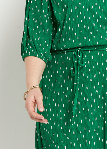 Robe courte cache-coeur imprimé pois Vert/Blanc
