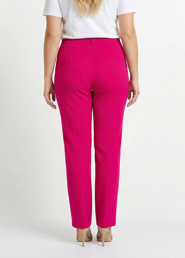 Pantalon droit uni taille semi élastiquée Framboise