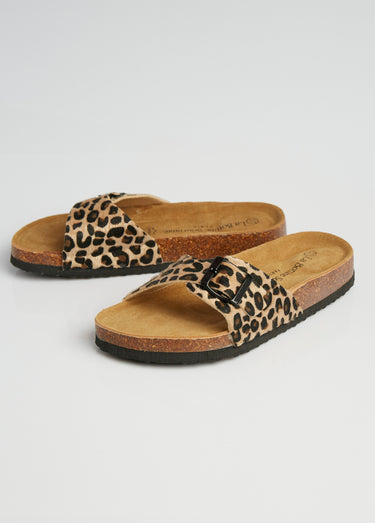 Mules avec boucle et semelle anatomique Leopard