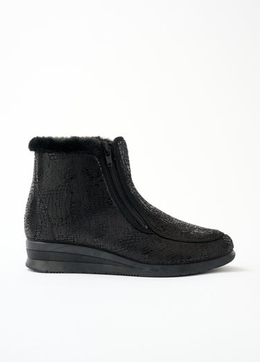 Boots grande largeur double glissière Noir
