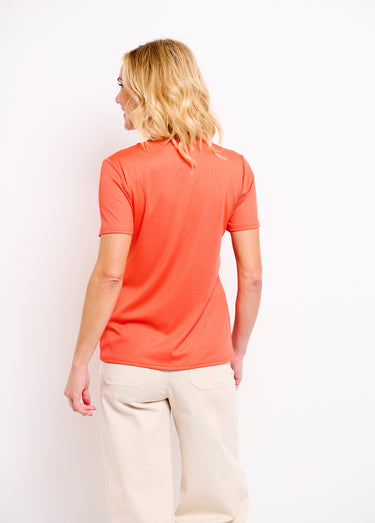 T-shirt côtelé uni droit court col V Capucine
