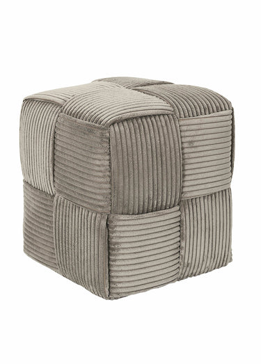 Pouf tressé en velours cotelé 1B Taupe