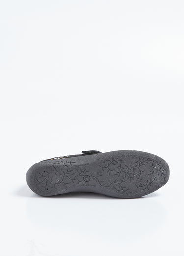 Ballerines scratchées confort en cuir Noir