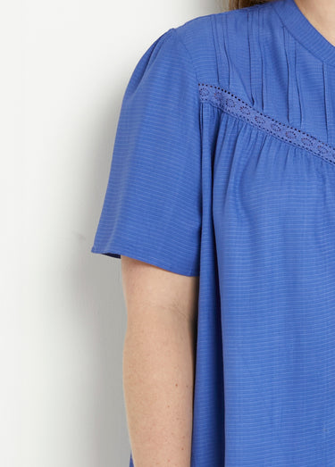 Chemiser boutonné uni ample Bleu