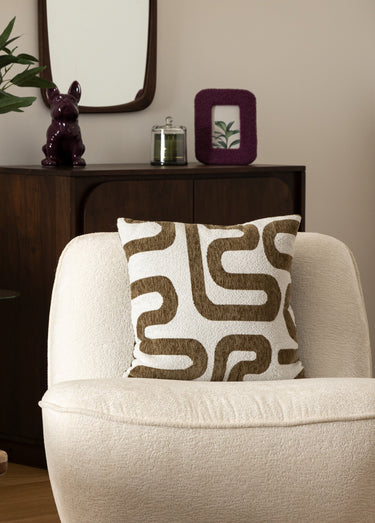 Coussin jacquard chenille, Safina Beige/Kaki