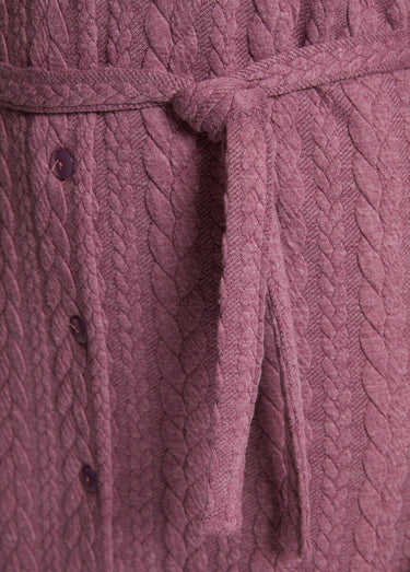 Robe boutonnée mi-longue maille reliefée Rose