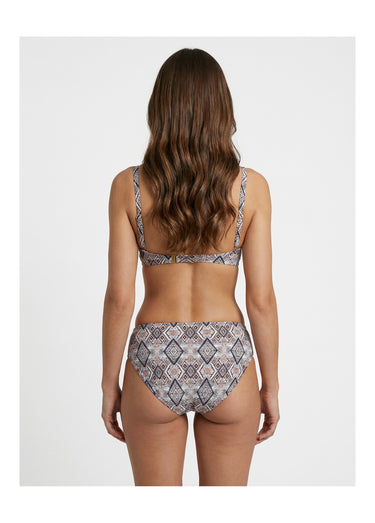 Maillot de bain 2 pièces motif aztèque Marron