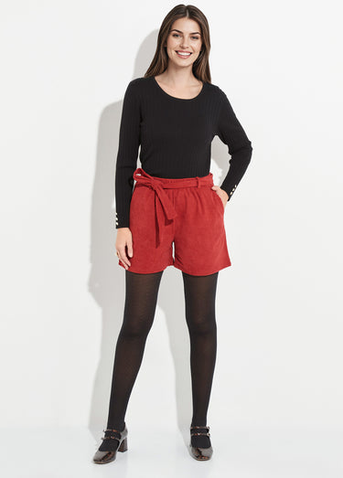 Short en velours à grosses cotes Brique