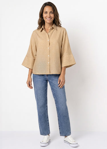 Chemisier léopard, manches 3/4 fantaisie Beige