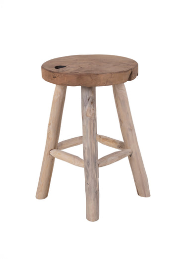 Tabouret en bois, aspect brut rustique Naturel