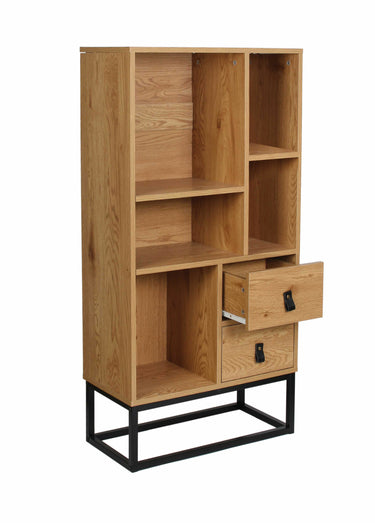 Bibliothèque design, bois et pied métal Naturel / Noir