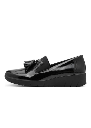 Mocassins vernis compensés à glands Noir