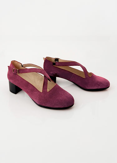 Escarpins à talons largeur confort cuir Prune