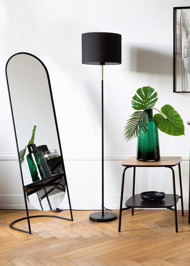 Grand miroir acier sur pied style psyché Gris