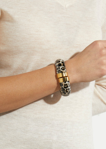 Jonc ouvrant en résine et acier inox Leopard