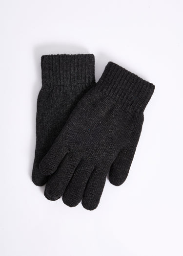 Gants chauds maille, poignet bord cotes Gris